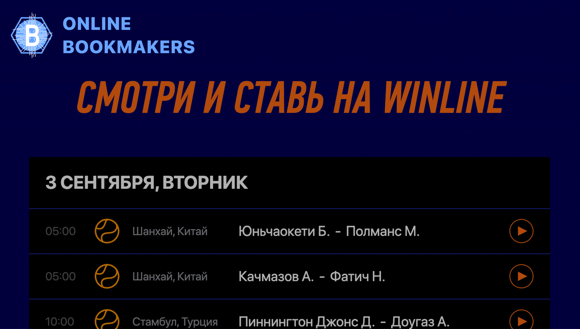 US Open в приложении Winline