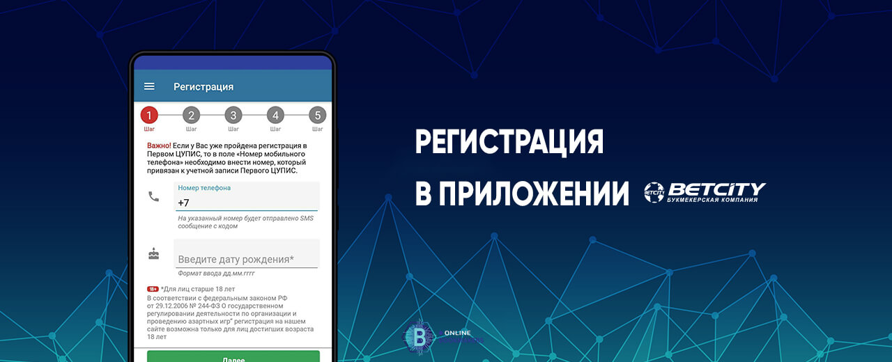 Регистрация в приложении БК Бетсити