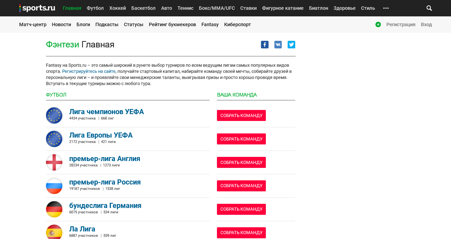 Fantasy на sports.ru