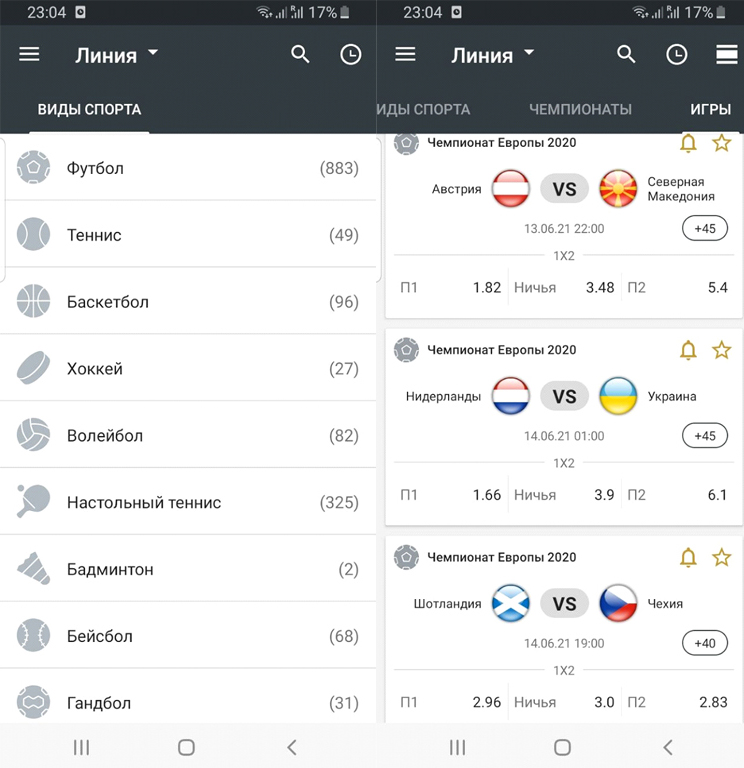 Разнообразие ставок на андроид в БК Мелбет