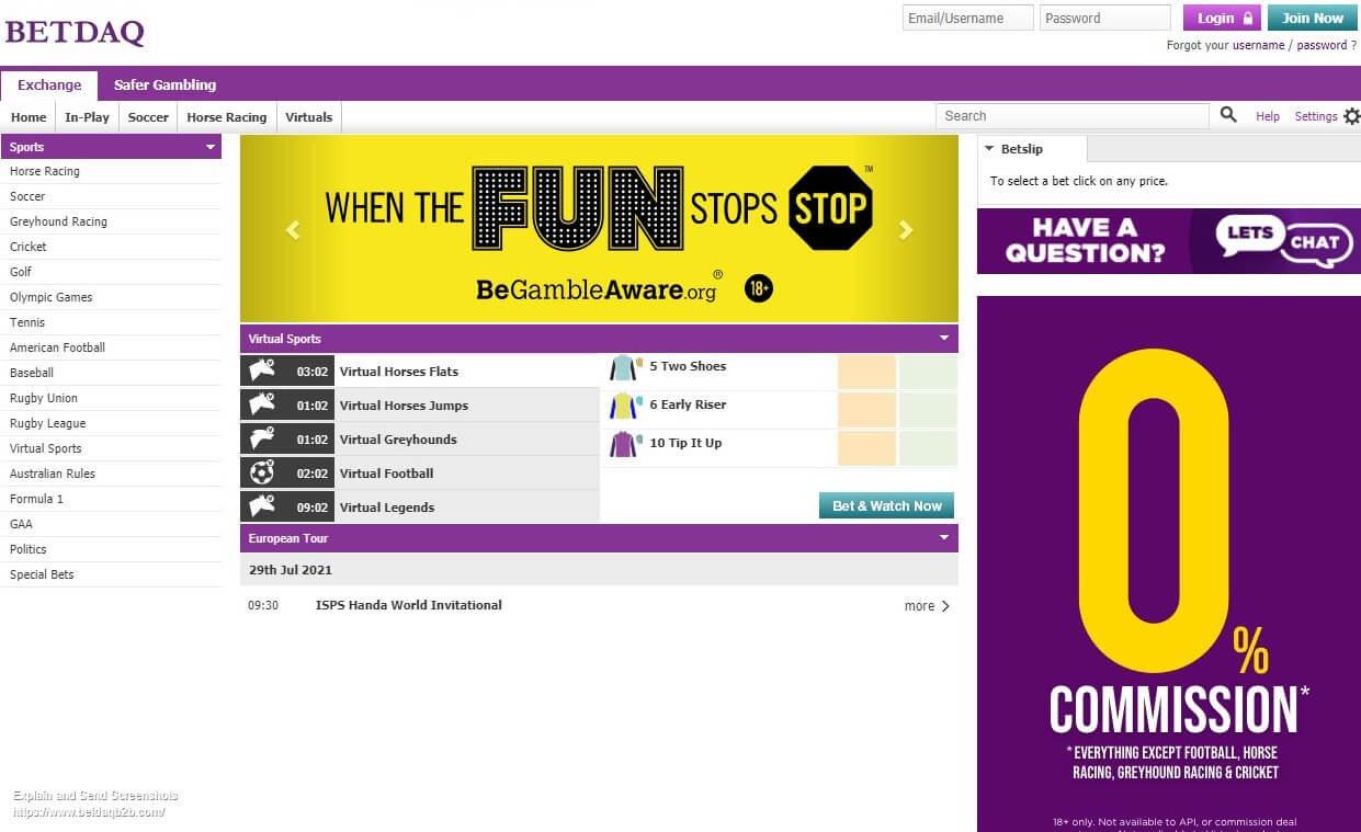 Официальный сайт Betdaq