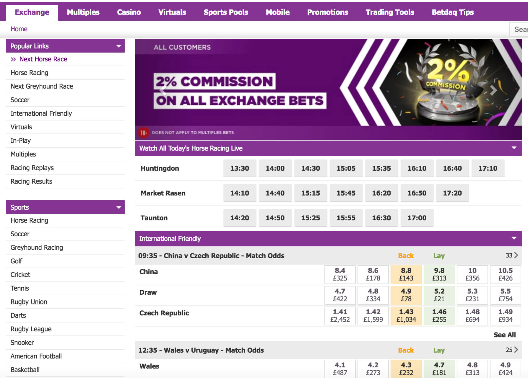 Линия ставок в БК Betdaq на примере футбола