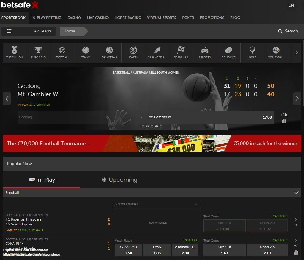 Официальный сайт букмекера Betsafe