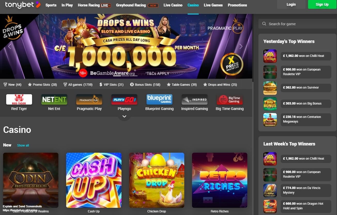 Официальный сайт БК Tonybet
