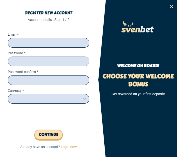 Регистрация в букмекерской конторе Svenbet