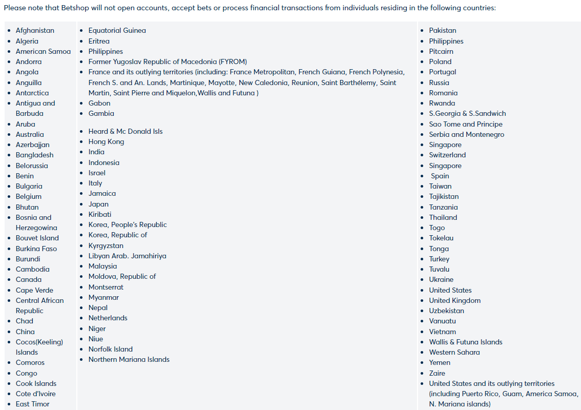 Restricted Territories