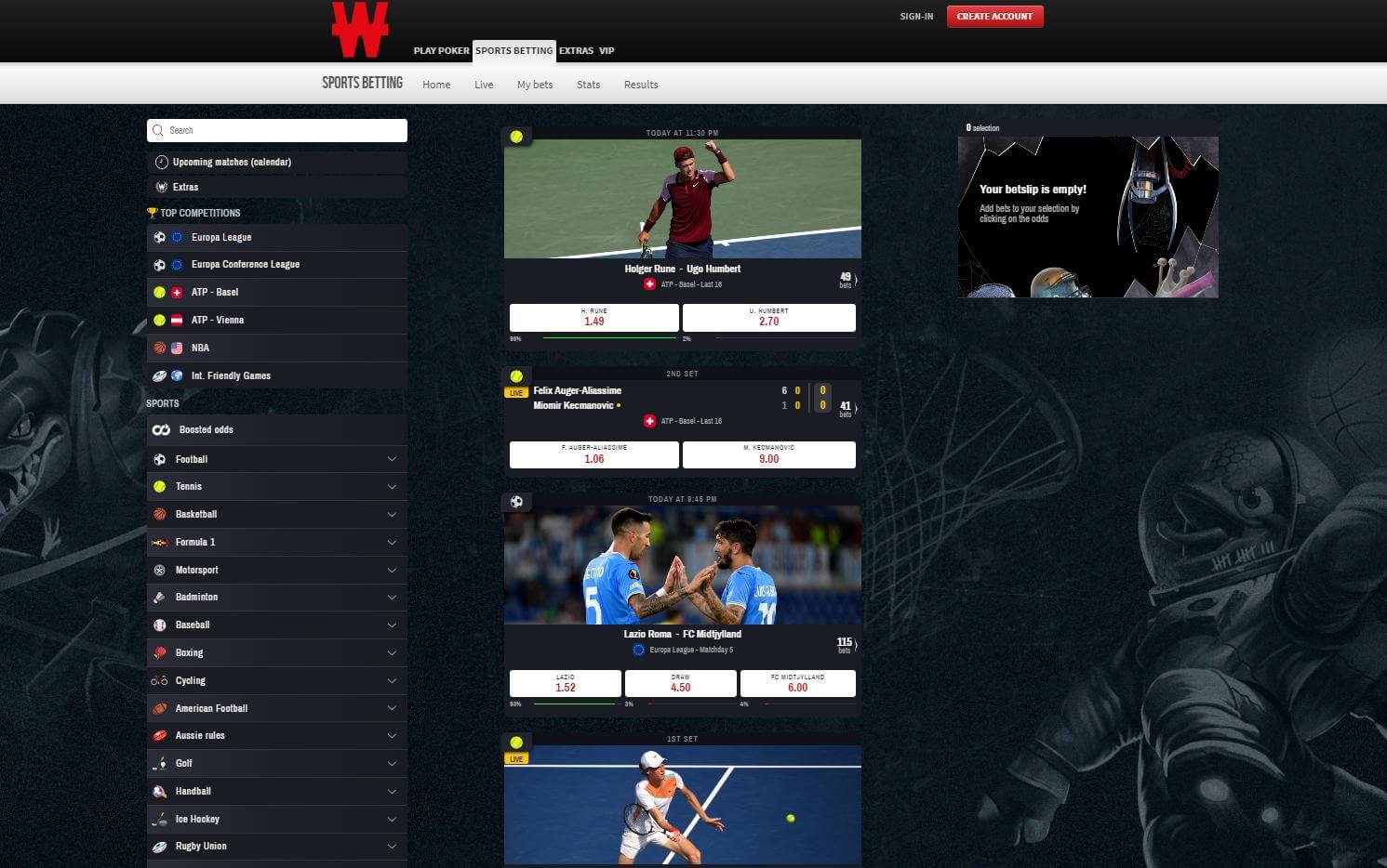 Главная страница Winamax