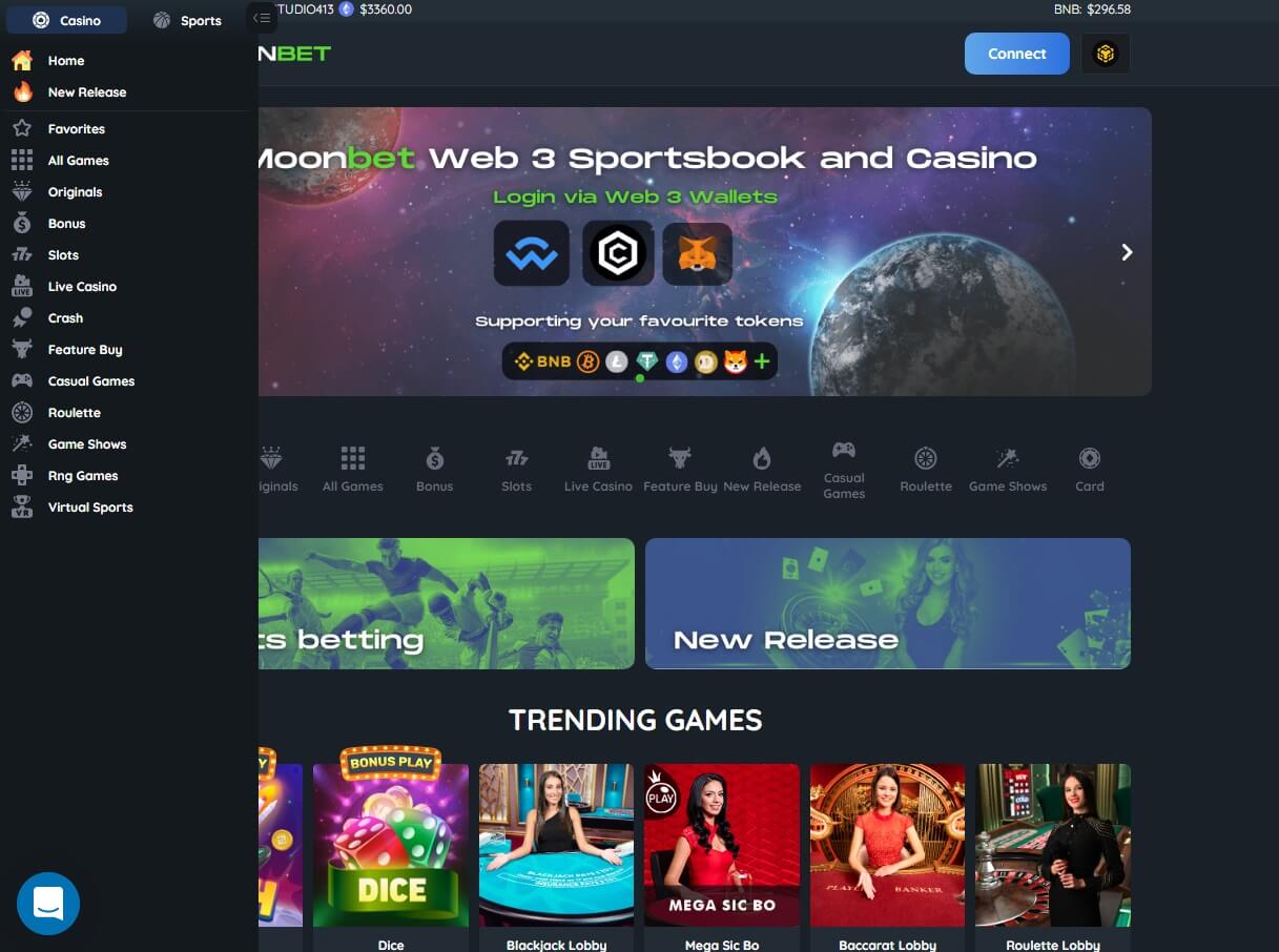 Дизайн и удобство сайта Moonbet